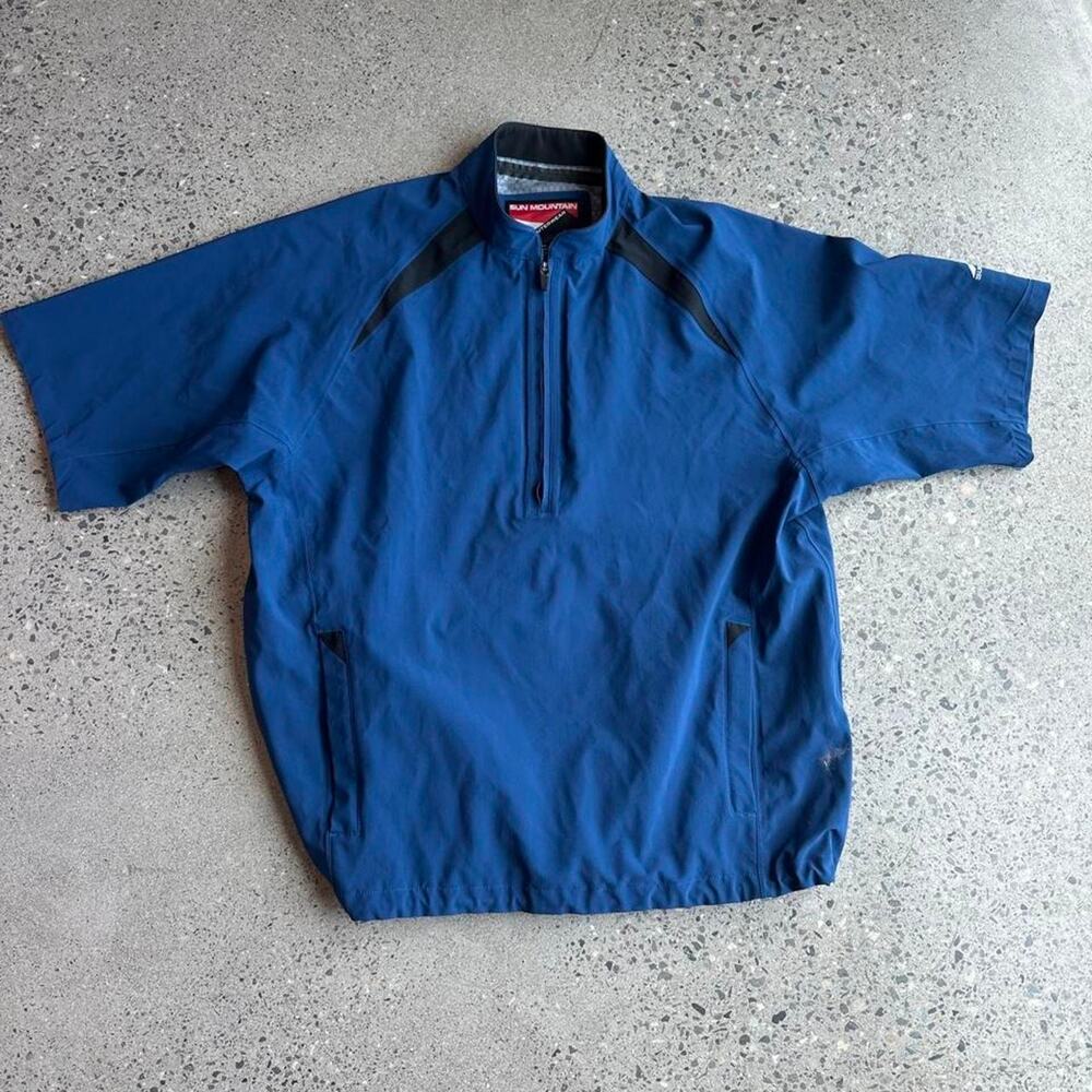 Sun Mountain Blue Short Sleeve Golf Pullover, 1/4 Zip Wind Outerwear